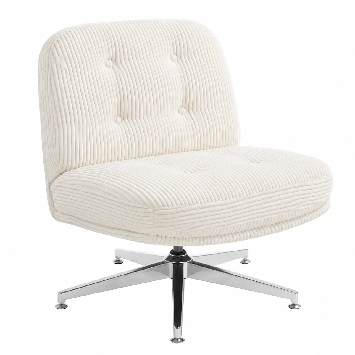 Fauteuil, en velours côtelé, coloris blanc, pour le salon ou la chambre