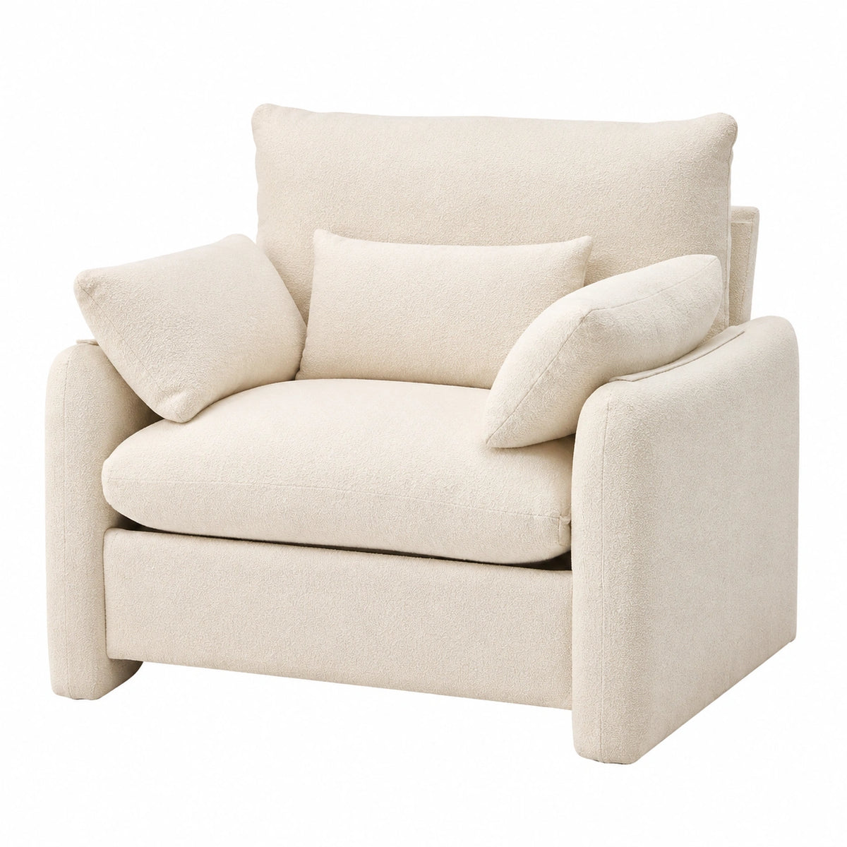 Fauteuil relax, avec coussin, rembourré, coloris beige, pour le salon
