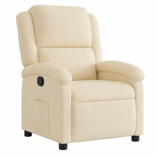 Fauteuil relax, en tissu, inclinable, coloris crème, pour le salon
