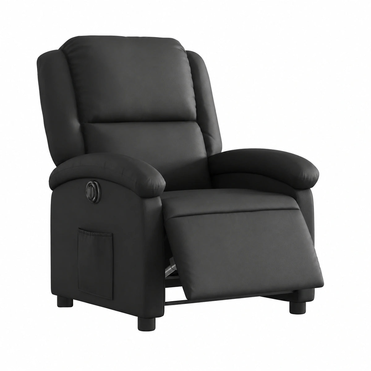 Fauteuil relax, en cuir, inclinable, réglable, coloris noir, pour le salon