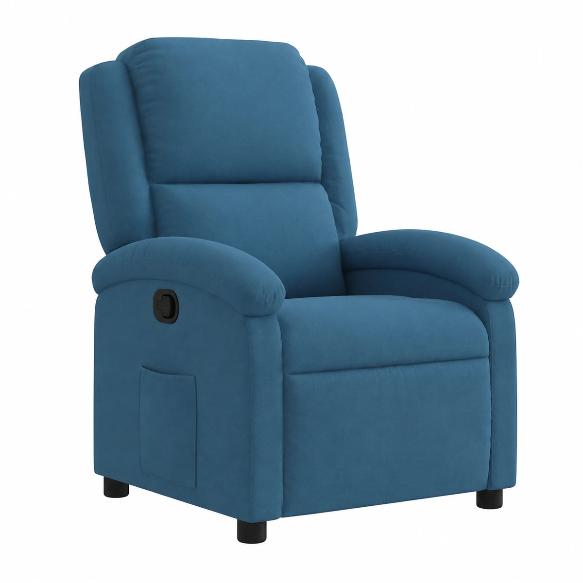Fauteuil relax, inclinable, en velours, coloris bleu, pour le salon