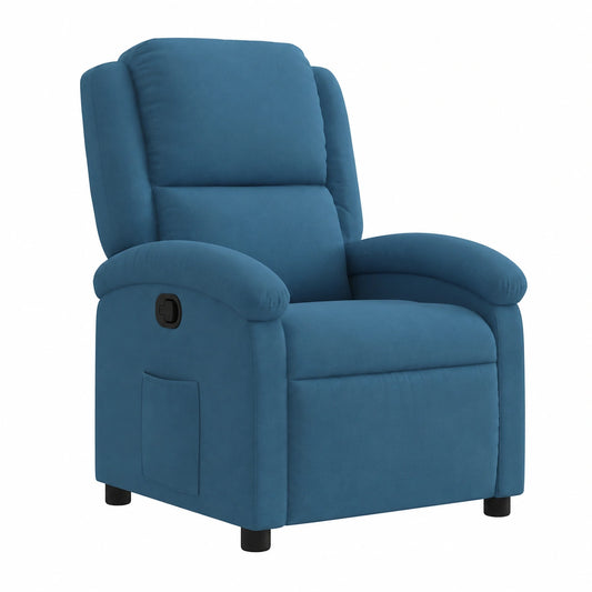 Fauteuil relax, inclinable, en velours, coloris bleu, pour le salon