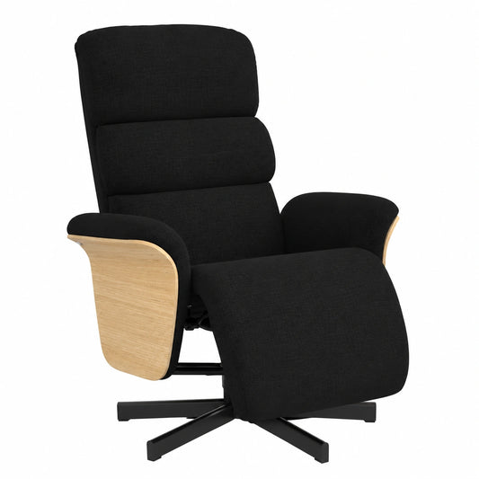 Fauteuil relax, en tissu, inclinable, coloris noir, pour le salon