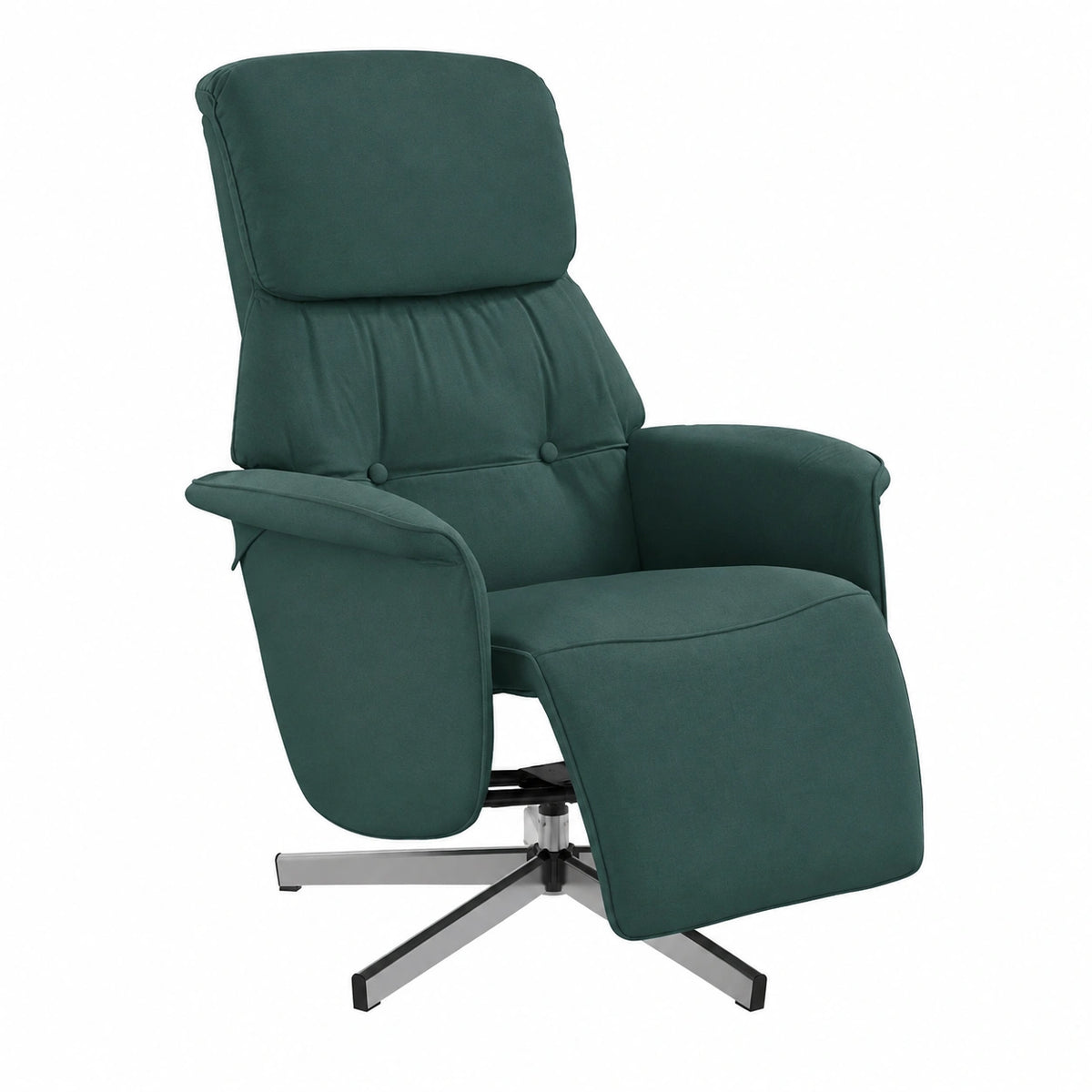 Fauteuil relax, en tissu, inclinable, coloris vert, pour le salon