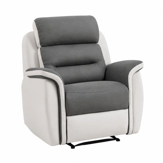 Fauteuil relax, coloris blanc et gris, pour le salon