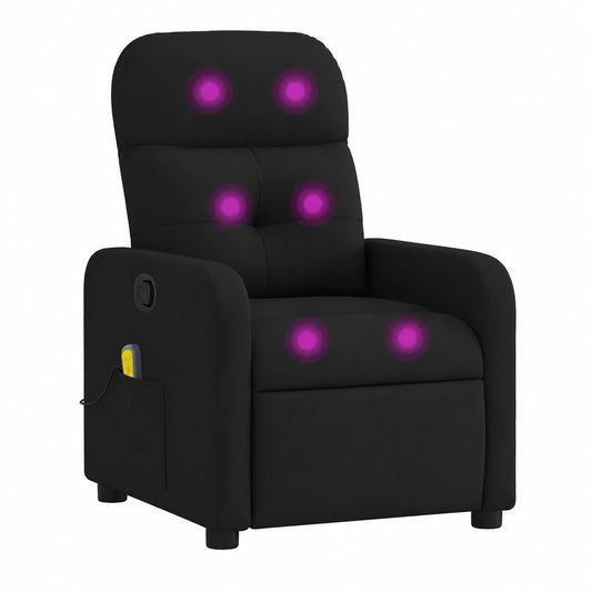 Fauteuil relax, inclinable, en tissu, coloris noir, pour le salon