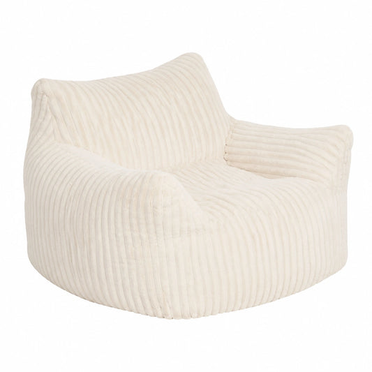 Fauteuil, en velours côtelé, coloris blanc, pour le salon ou la chambre