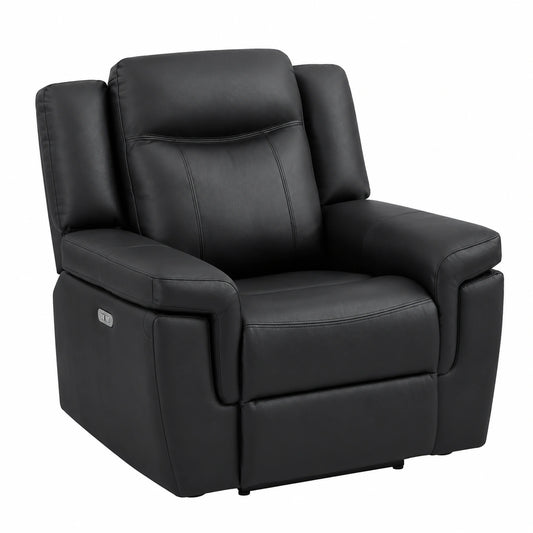 Fauteuil relax, en cuir, coloris noir, pour le salon