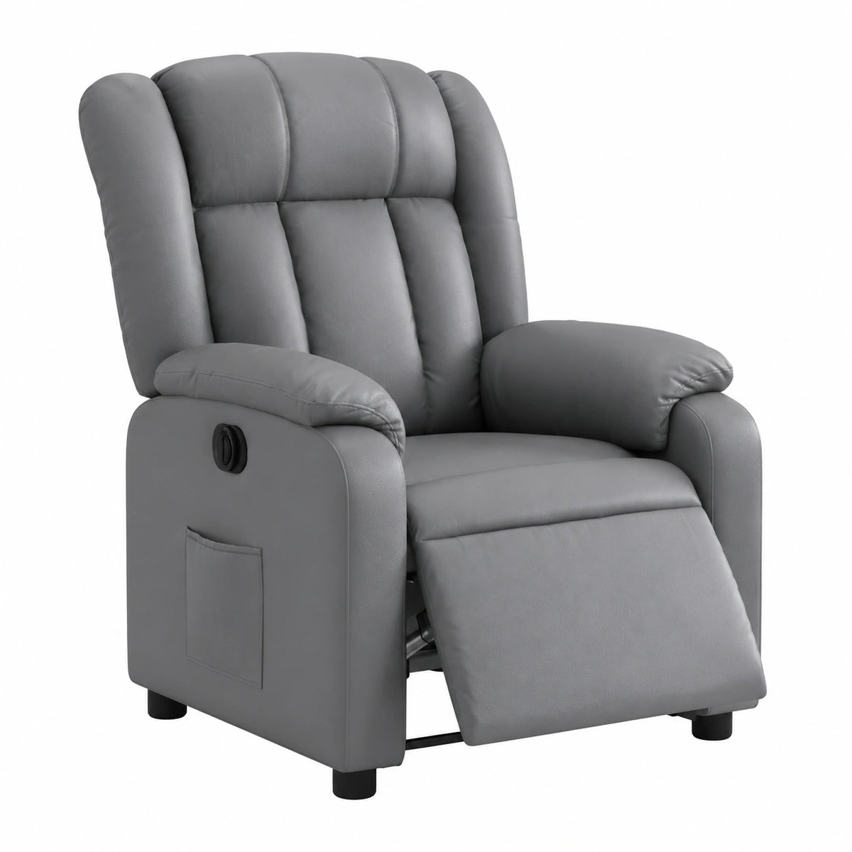 Fauteuil relax, inclinable, en similicuir, coloris gris, pour le salon