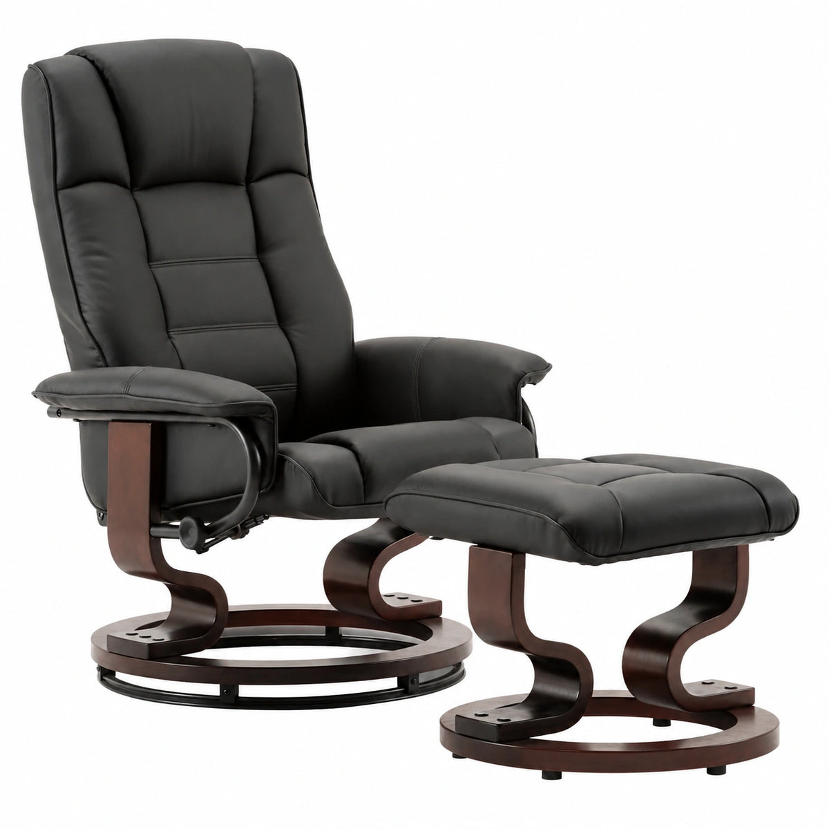 Chaise longue, pivotant, en cuir, coloris noir, pour la terrasse ou le jardin