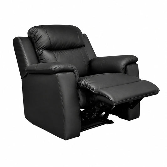 Fauteuil relax, en cuir, coloris noir, pour le salon