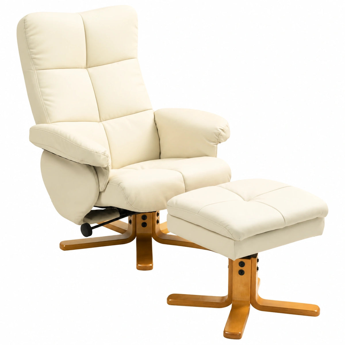 Fauteuil relax, inclinable, pivotant, avec rangement, coloris crème, pour le salon
