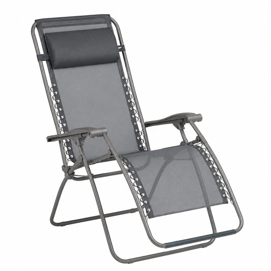 Chaise longue, coloris gris, pour la terrasse ou le jardin