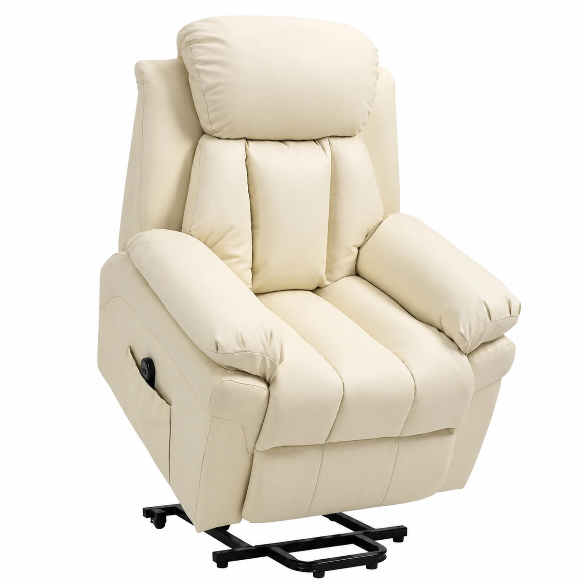 Fauteuil relax, avec télécommande, inclinable, réglable, coloris crème, pour le salon