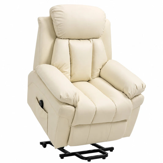 Fauteuil relax, avec télécommande, inclinable, réglable, coloris crème, pour le salon
