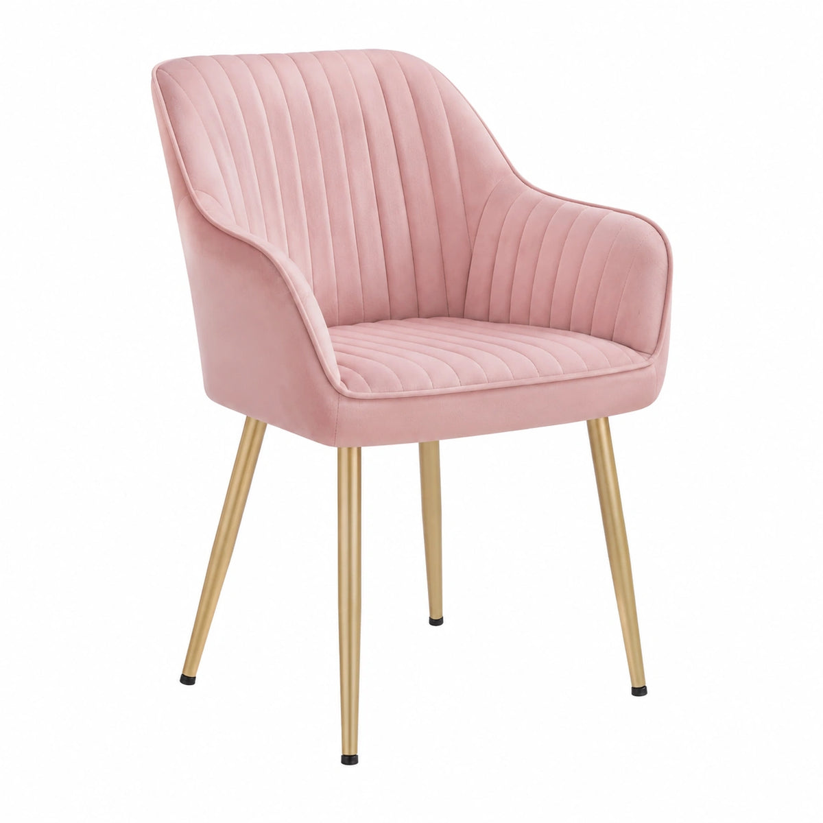 Fauteuil, rembourré, en métal et velours, coloris rose et doré, pour le salon ou la chambre