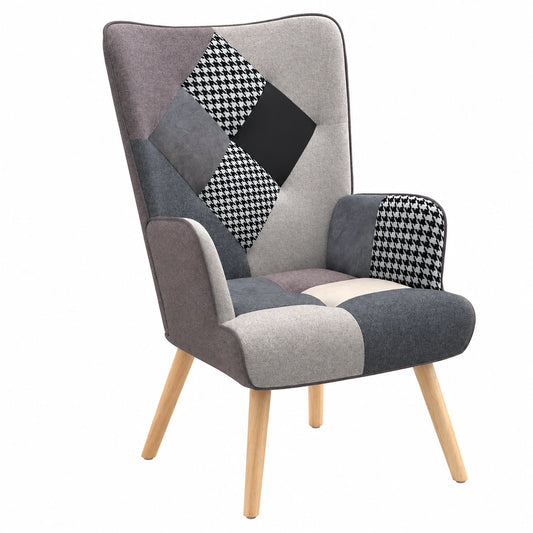 Fauteuil, en tissu, coloris noir et blanc, pour le salon ou la chambre