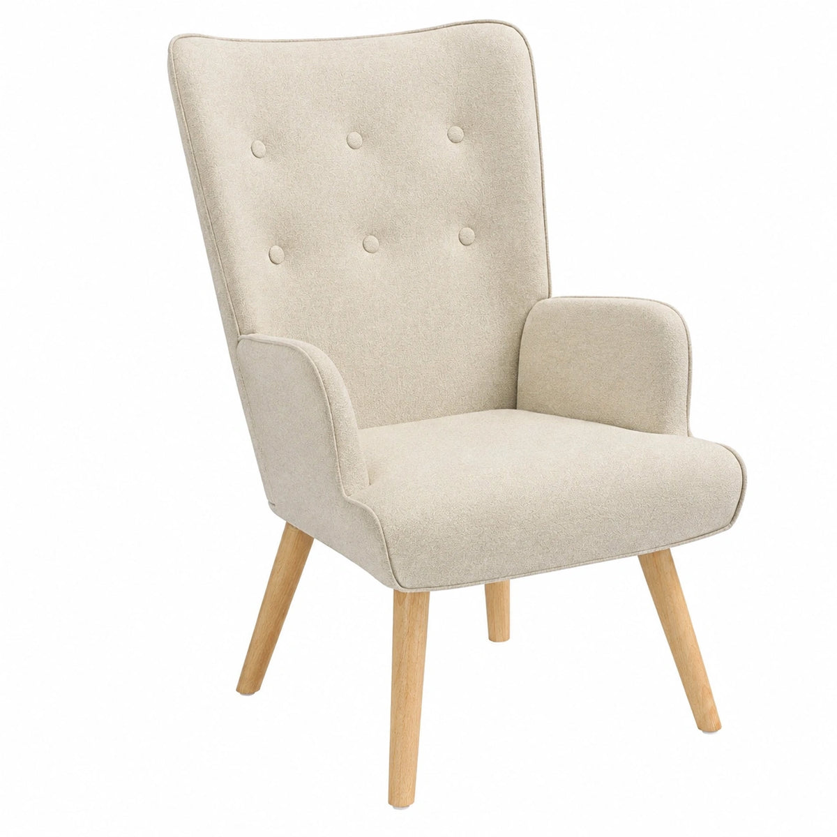 Fauteuil, en tissu, coloris beige, pour le salon ou la chambre
