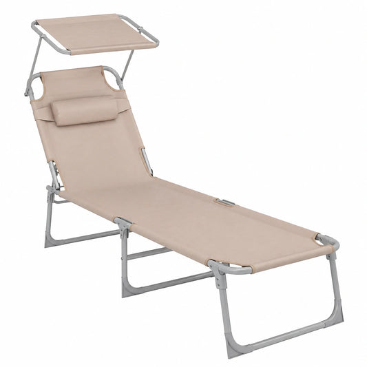Chaise longue, pliable, réglable, 193 x 53 x 29 cm, coloris taupe, pour la terrasse ou le jardin