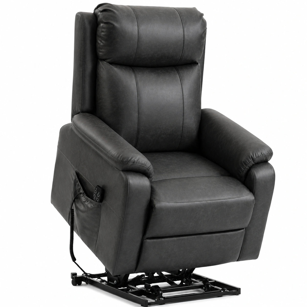 Fauteuil relax, avec télécommande, en similicuir, coloris noir, pour le salon