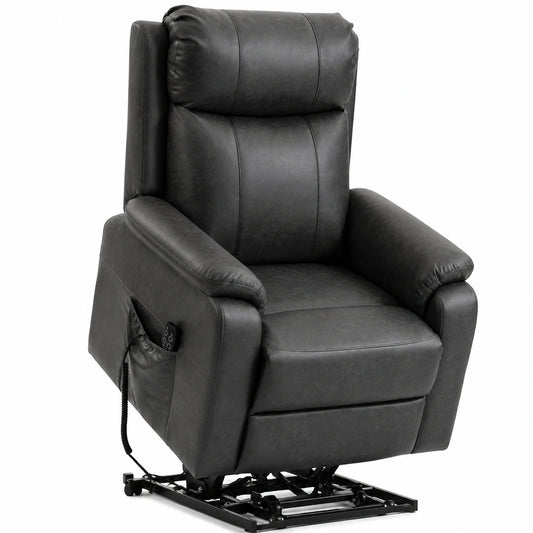 Fauteuil relax, avec télécommande, en similicuir, coloris noir, pour le salon