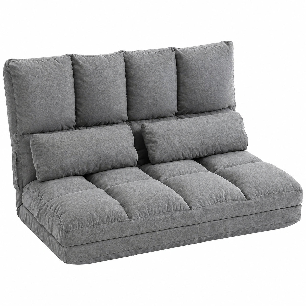 Canapé convertible, avec coussin, 2 places, coloris gris, pour le salon ou la chambre d’amis