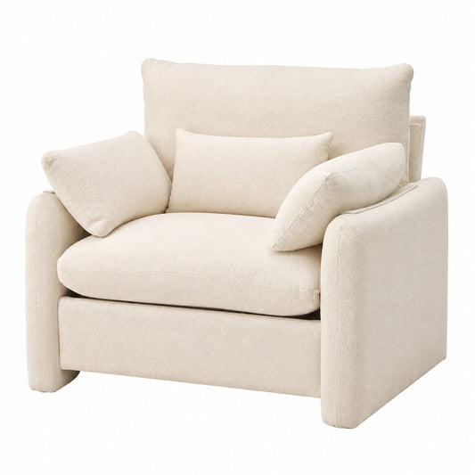 Fauteuil relax, avec coussin, rembourré, coloris beige, pour le salon