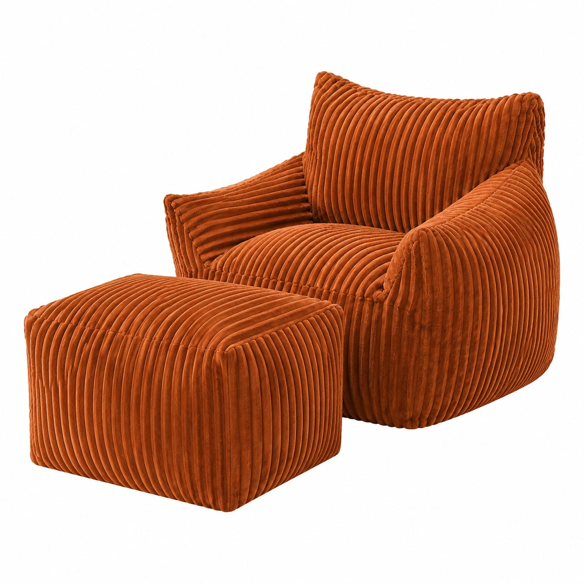 Fauteuil, en velours côtelé, rembourré, coloris orange, 96 x 95 x 79 cm, pour le salon ou la chambre